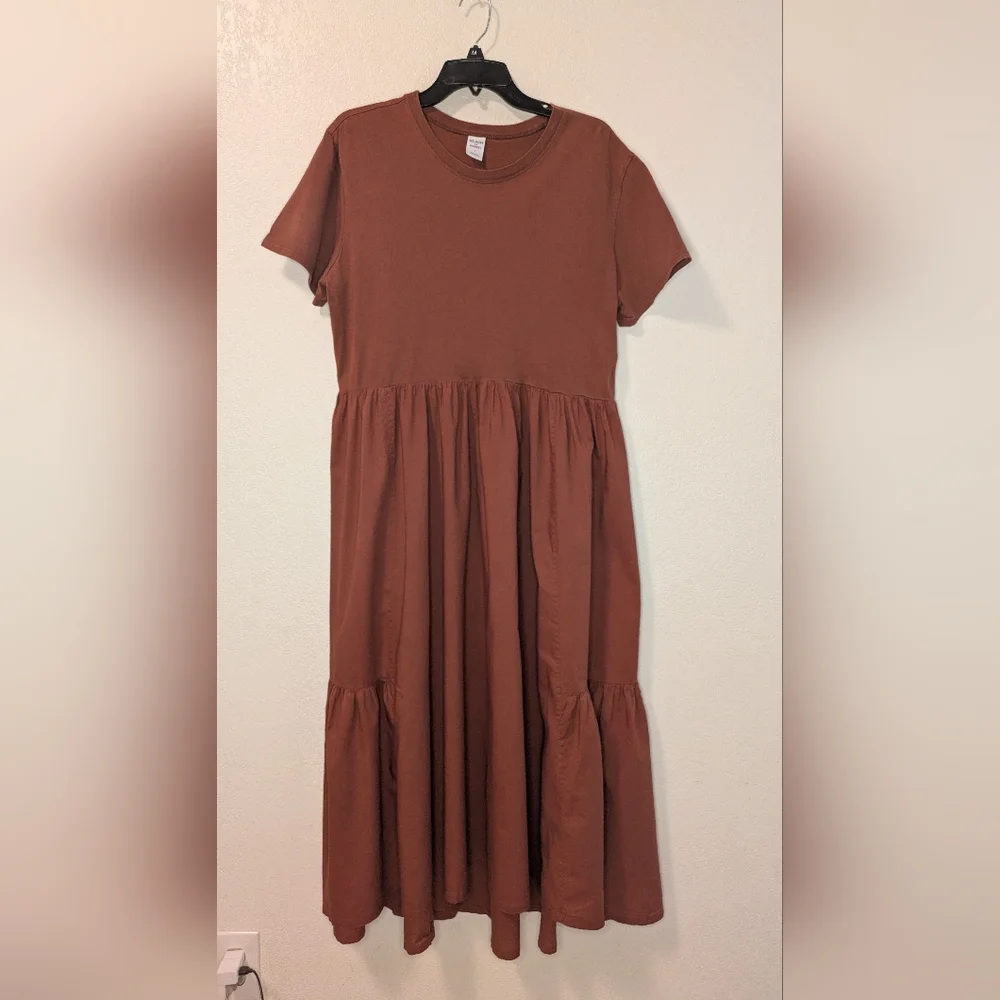 Melrose And Market Short-Sleeve Tiered Midi Dress - Terracotta - Picture 1 of 8